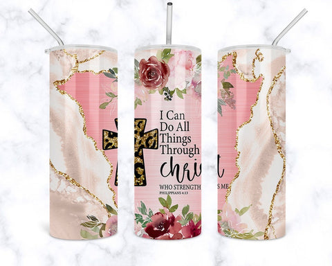 All Things Through Christ Leopard Tumbler