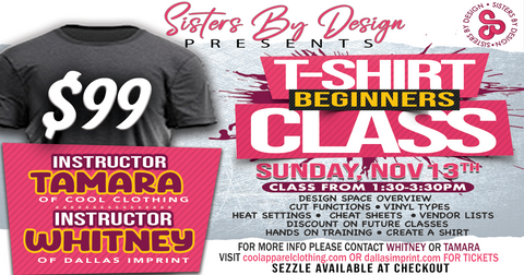 Cricut 101 Tshirt Master Class Learn to make and sell quality shirts with your Cricut machine. $99